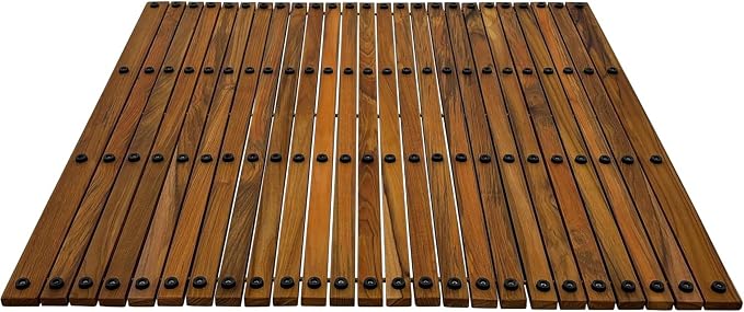 Nordic Teak 100% Solid Teak Wood String Mat - Indoor and Outdoor Use - Non-Slip Wooden Platform for Sauna, Pool, Hot Tub Flooring Decor and Protector (Oiled Finish, 36" x 36")