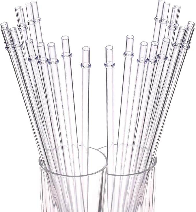 Dakoufish 7 Inch Clear Reusable Tritan Drinking Straws for 10 oz & 12 oz Short Mini Jar/Tumbler,Set of 12 Straws with Cleaning Brush (7inch, Clear)