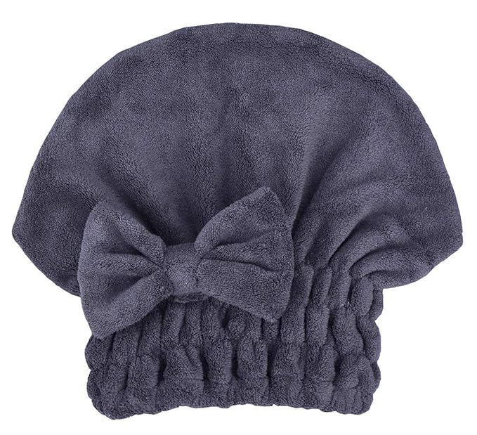 Microfiber Hair Drying Towels Head wrap 2-Pack with Bow-Knot Shower Cap Hair Turban hairWrap Bath Cap for Short or Curly Long & Wet Hair Gift for Women