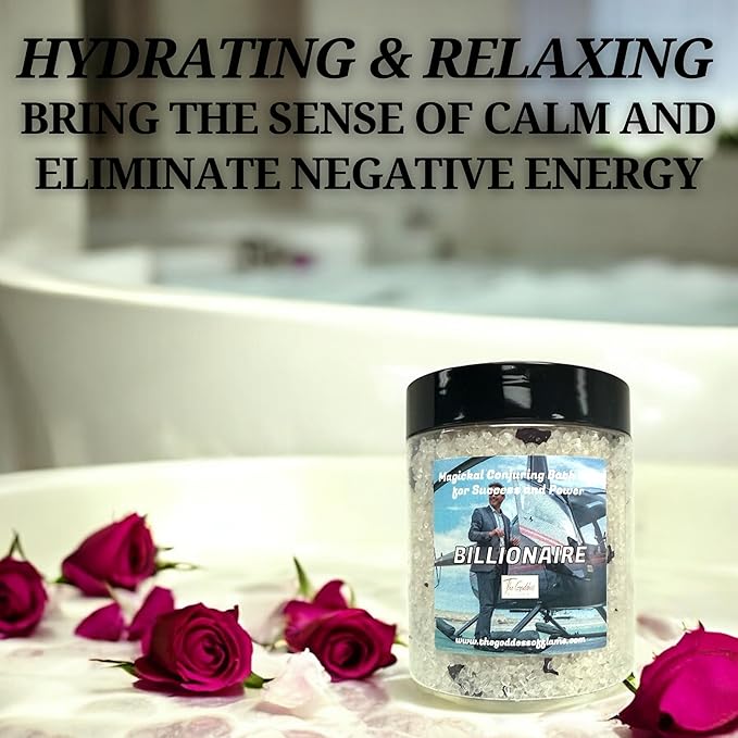Billionaire Bath Salts – Spiritual Bath for Abundance & Wealth Energy – 12oz Luxury Soaking Salts for Manifestation, Witchcraft Supplies, Wiccan & Metaphysical Rituals