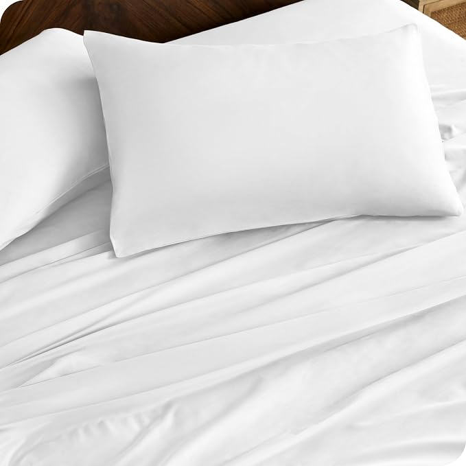 Bare Home 100% Organic Cotton Twin XL Sheet Set - Crisp Percale Weave - Lightweight & Breathable - Bedding Sheets & Pillowcases (Twin XL, French Beige)