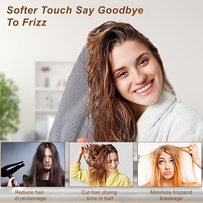 Microfiber Hair Towel for Women: Ideal Christmas Stocking Stuffer for Women, Teen Girls, and Children 3 Pack Drying Wrap Towels Designed for Curly Hair, Anti-Frizz Hair Care Accessory