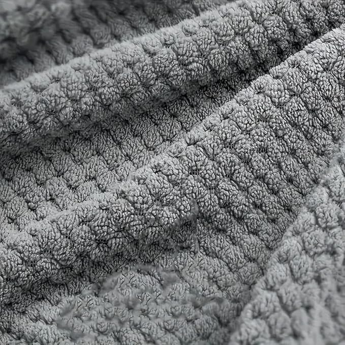 OHOO Super Absorbent Microfiber Hair Towel for Women Large Hair Drying Towel Wrap for Hair Care Fast Drying Hair Turbans with Elastic Gray