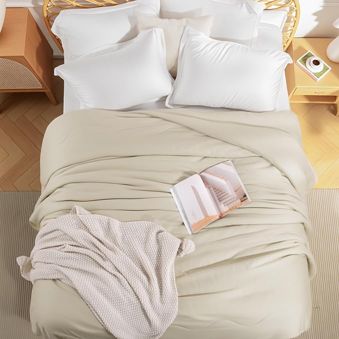 NEXHOME PRO 100% Viscose Derived from Bamboo Comforter King Size - Summer Cooling & Moisture-Wicking Bedding Blanket - All Season Lightweight Design - Natural Organic King Duvet Insert