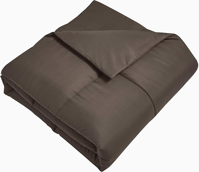 Blue Ridge Home Fashions Microfiber Light Weight Solid Down Alternative All Season Comforter-Hypoallergenic Polyester Fill, Twin, Chocolate