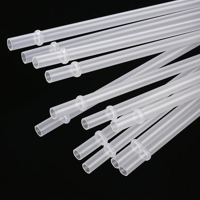 Dakoufish 12 Piece 9 Inch Reusable Plastic Thick Drinking Straws BPA Free Mason Jar Straws Plain Color (9inch,White)