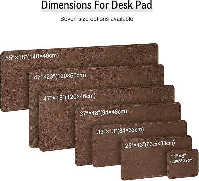 Imitation Crazy Horse Leather Desk Mat - Waterproof Desk Pad - Ideal for Large Mouse Pad and Desk Mats on Top of Desks (Brown+Brown, 25"*13")