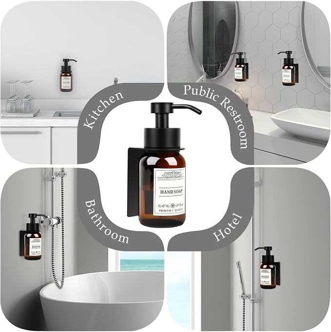 soap Dispenser 2-Pack Shower Soap Dispenser Set with Pump and Wall Mount Refillable Lotion Bottle(Amber Set of 2)