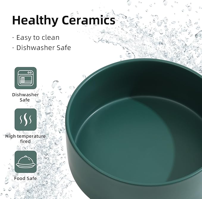 Havniva 8.3” Ceramic Dog Bowls, Dog Food and Water Bowl for Large Dogs, Durable Dog Water Bowl with Non-Slip Rubber Base Large Capacity Pet Feeding Bowl