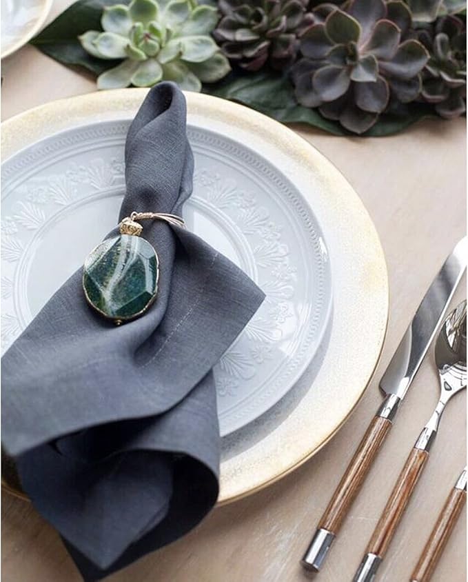 Huddleson Slate Charcoal Grey Linen Napkin 20x20 (Set of Four) Luxury Italian Linen Napkin Sewn in US