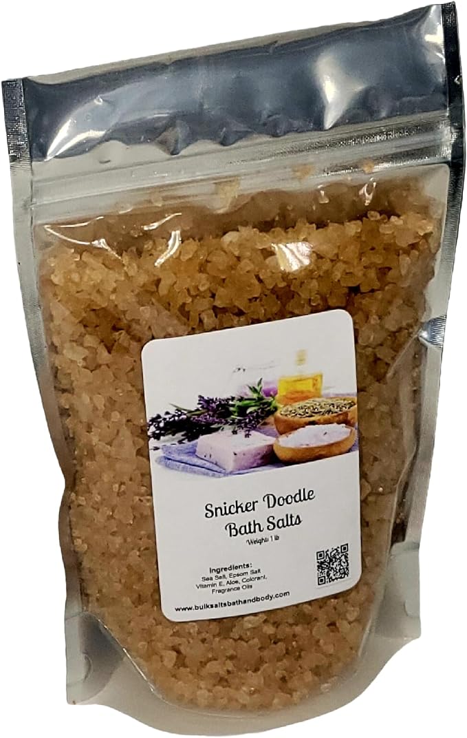 Bath Salts | 1lb Bag (16oz.) | Choose Your Scent | Epsom Salt | Sea Salt| Bathing | Body Care | Beauty | Relaxation | Spa | Pedicure | Manicure | Soak (Snickerdoodle)