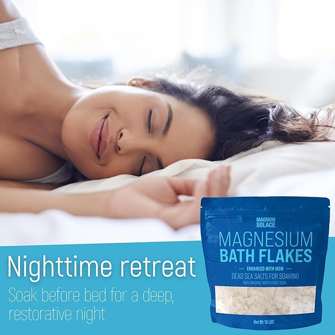 Magnesium Flakes with MSM - Magnesium Chloride Flakes - Dead Sea Salts for Soaking, 3.0 LBS