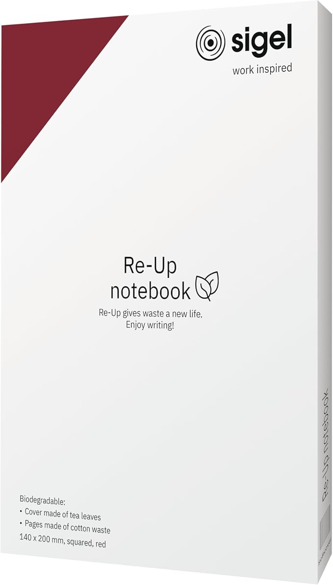 Sigel RU202 Re-Up Notebook - Squared - Approx. A5 - Red - Soft Cover - 100 Seiten - NCP vegan-zertifiziert