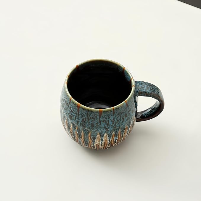20oz Large Coffee Mug - Unique Handcrafted Look Ceramic Cup, Large Tea Mug, Microwave & Dishwasher Safe (blue)