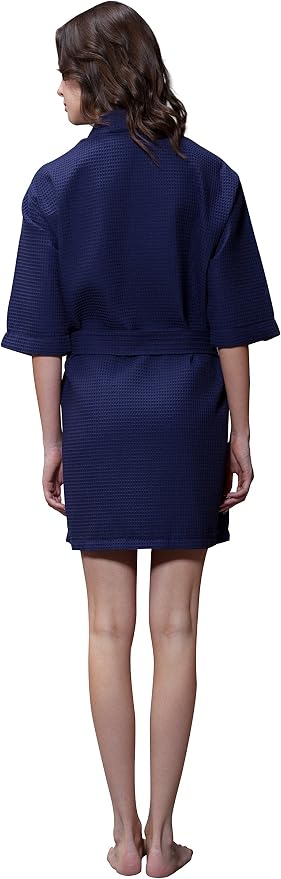 Turquaz Lightweight Short Robes For Women Waffle Kimono Bathrobe - Soft, Fast-Drying, Long-Lasting Cotton Blend