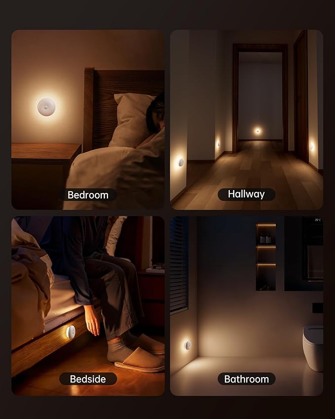 Homelist 2026 New 1500mAh Indirect Lighting Night Light, 3 Pack Bedside Table Lamp, Dimmable Rechargeable Motion Sensor Lights Indoor for Bedroom Nightstand, Cabinet, Porch, Hallway, Stairs