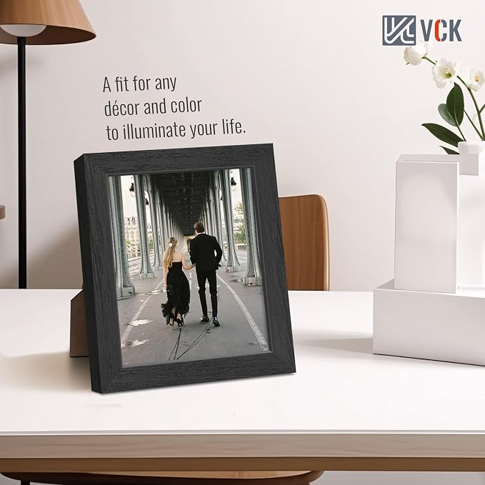 VCK 8x10 Picture Frame Set of 3, Black Wood Frames, Gallery Wall Decor Photo Frames for Wall Mounting Horizontally or Vertically