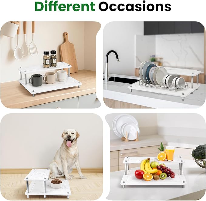 Stone Dish Drying Rack, Double-layer Stone Dish Drying Mat for Kitchen Counter,Super Absorbent Diatomaceous Earth Dish Dry Rack with Non-Slip Stainless Steel Feet for Kitchen/Bedroom/Bathroom Supplies