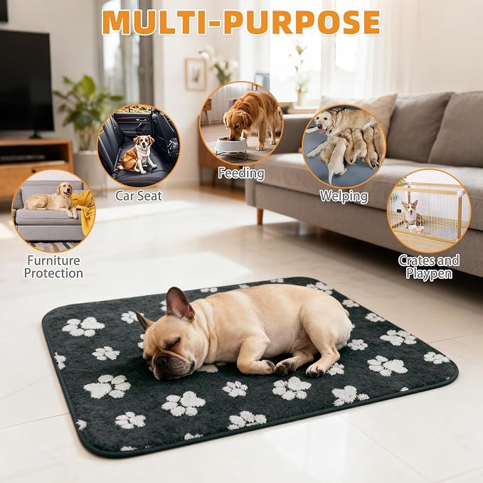 KOOLTAIL Washable & Waterproof Dog Whelping Pad for Small Dogs, Super Absorbent & Soft Warm Plush Puppy Pads Potty Training, Quick Dry Reusable Pet Mats for Whelping Box Supplies,Playpen,Crate,18"*24"