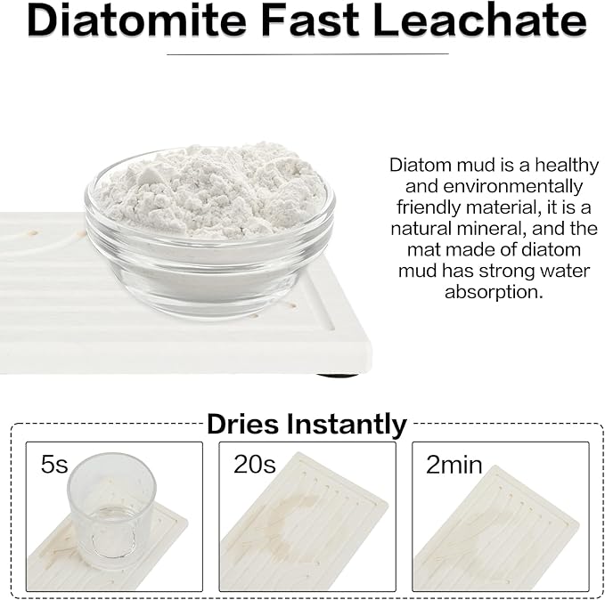 Graceice 2PCS Diatomite Tray,Absorbent Rectangle Stone Coasters for Bathroom Counter,Water Absorbing Stone Sink Organizer for Bathroom, Home Decor Tabletop Protection Suitable for Kinds of Cups