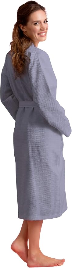 Women's Personalized Luxury Cotton Bathrobe-Customizable Waffle Lightweight Robe-Soft & Absorbent