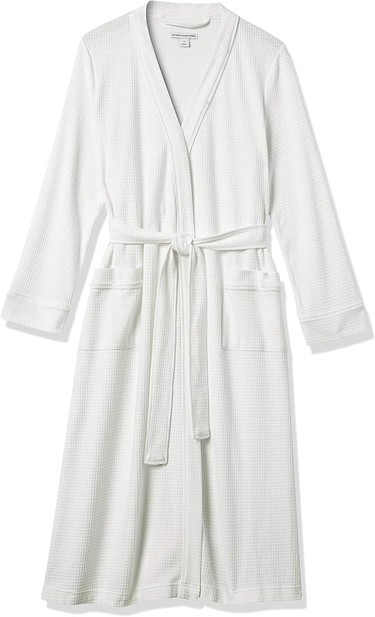 Amazon Essentials Women's Lightweight Waffle Full-Length Bath Robe with Pockets (Available in Plus Size)