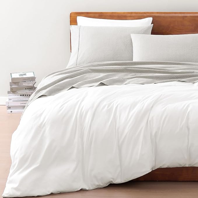 LANE LINEN 100% Organic Cotton Sheets King Size, Low Pilling Fade Resistant Machine Washable Naturally Cooling King Bedding Set, Soft & Comfy Sustainably Produced Cotton Sheets - Snowdrop