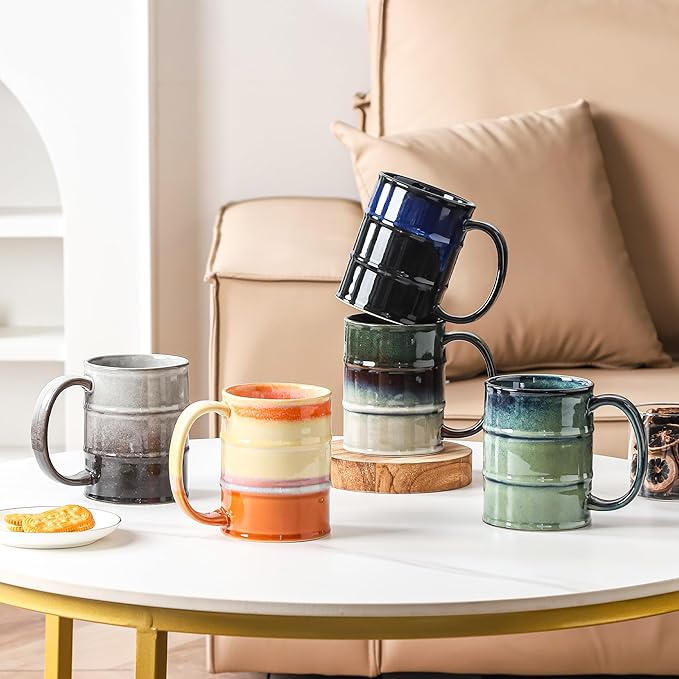 Coffee Mug, 22 oz Beer Mugs Large Ceramic Coffee Mug Tea Cups, Handmade Mug with Big Handle for Office and Home, Dishwasher and Microwave Safe (Orange)