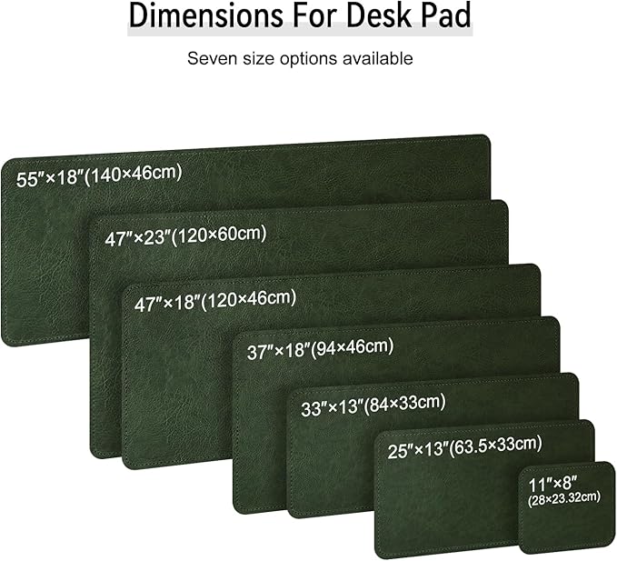 Imitation Crazy Horse Leather Desk Mat - Waterproof Desk Pad - Ideal for Large Mouse Pad and Desk Mats on Top of Desks (Green+Gray, 25"*13")