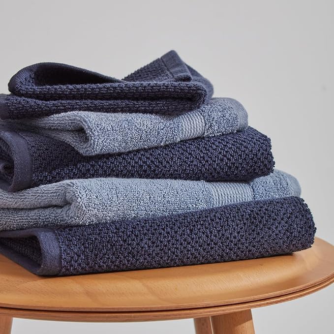 Organic Cotton Textured Towels - Navy - 2 Bath Sheets