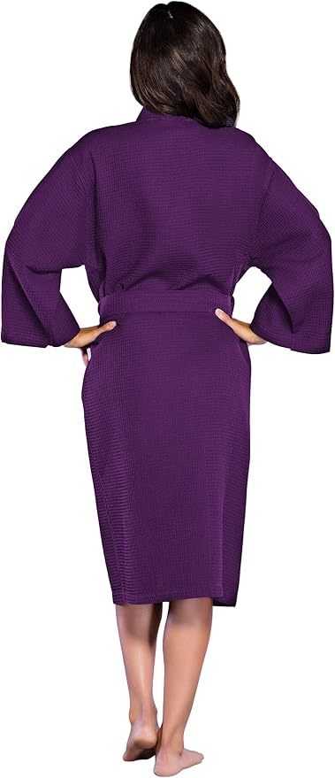 Turquaz Lightweight Long Waffle Kimono Spa Robe for Women