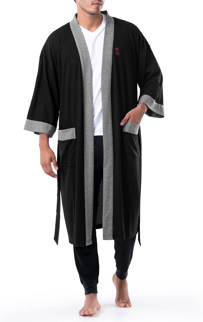 IZOD Men's Waffle Knit Kimono Robe