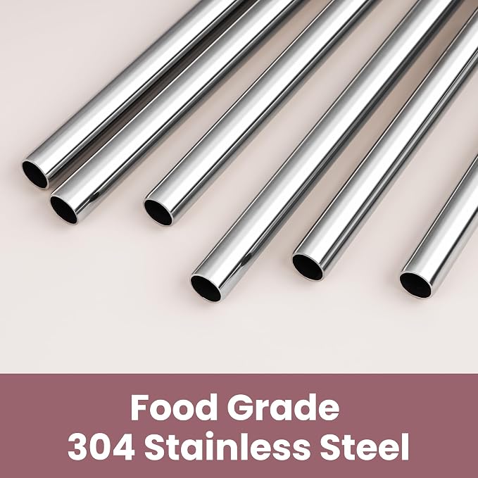 Tomorotec 6-Pack Stainless Steel Reusable Straw with Silicone Tip 3 Sizes, Metal Drinking Straws Fit for Stanley Quencher Tumblers 40oz, 30oz, 20oz, 14oz, Cleaning Brushes Included (Gradient)
