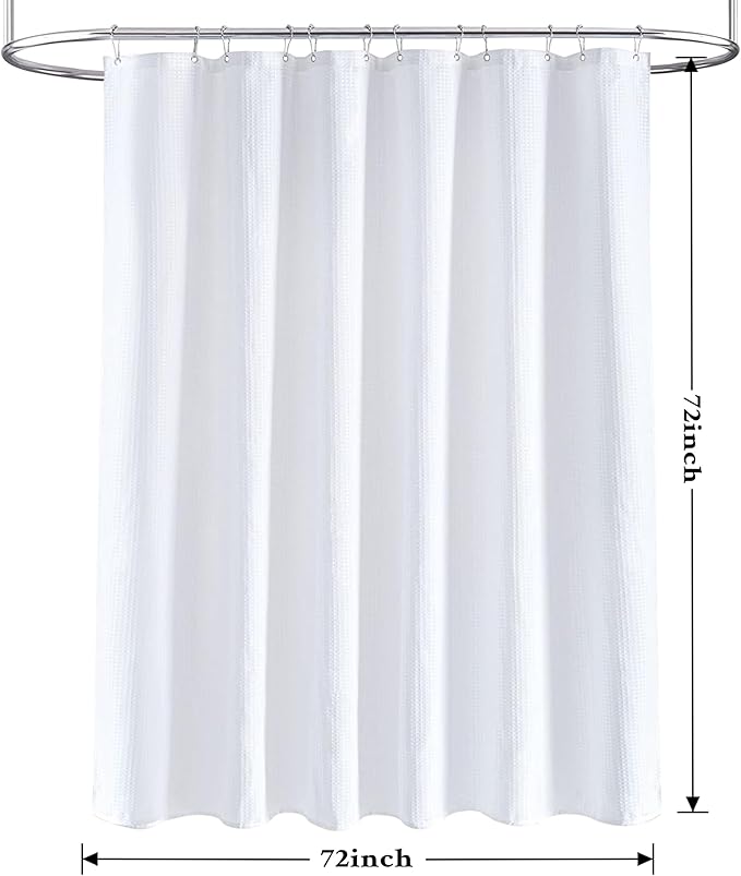 Tititex Solid White Cloth Fabric Shower Curtain Liner with 2 Magnets - Texture Pressure Bubble Soft Hotel Quality Waterproof Shower Liner, Light-Weight & Machine Washable 72x72 inch