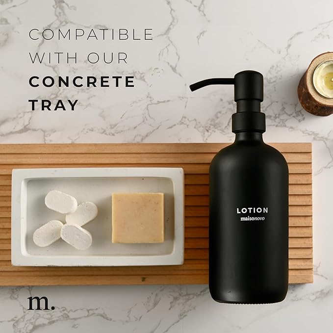 MaisoNovo Soap Dispenser 1-Piece Set | 16.9oz Black Bottles with Black Plastic Pumps
