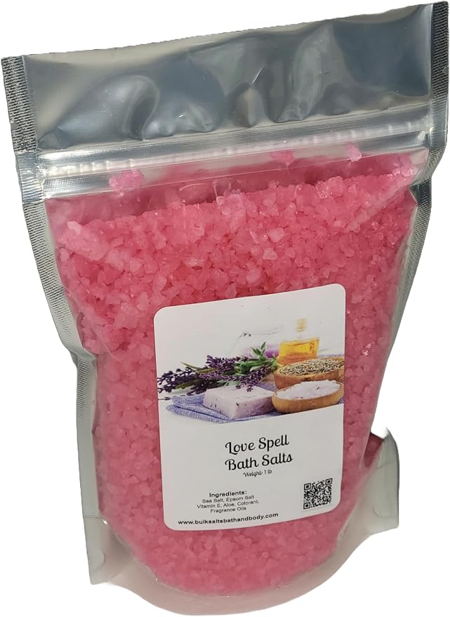 Bath Salts | 1lb Bag (16oz.) | Choose Your Scent | Epsom Salt | Sea Salt| Bathing | Body Care | Beauty | Relaxation | Spa | Pedicure | Manicure | Soak (Love Spell)