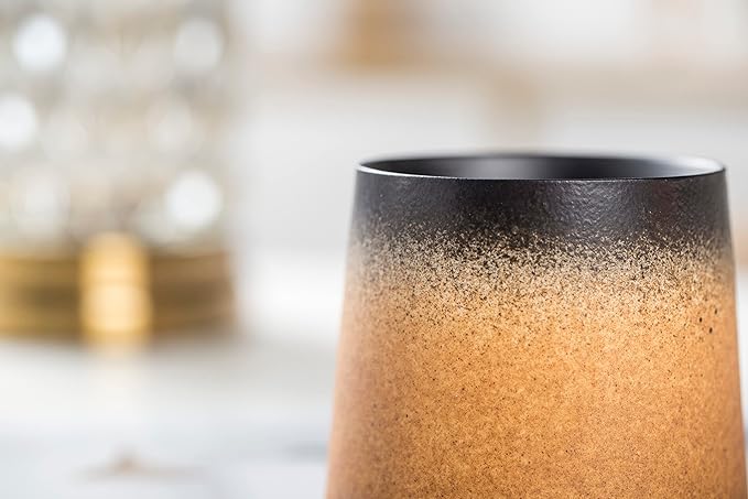 Big handmade Ceramic Coffee Mugs for Men/Women,10oz Tea Cup for Office and Home,Microwave and Dishwasher safe,Gift for Parents,Family and Friends(Burnt yellow)