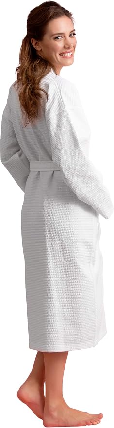 Women's Personalized Luxury Cotton Bathrobe-Customizable Waffle Lightweight Robe-Soft & Absorbent