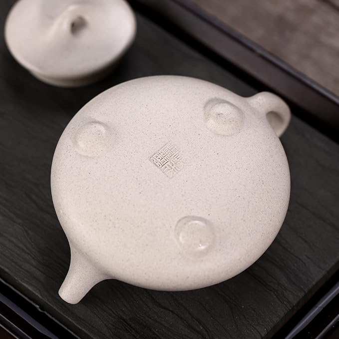 Zisha Teapot,Chinese Genuine Yixing Clay Teapot 8.6 Oz, Infuse Brew Kung Fu Loose Leaf Tea Maker -Shipiao,White Duanni Clay