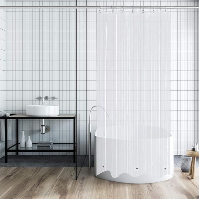 Mrs Awesome 36x78 Small Stall Shower Curtain Liner with 3 Magnets Clear PEVA 8G Thick & Heavy Duty, Waterproof, Narrow Stall Size 36 x 78 inches, Clear