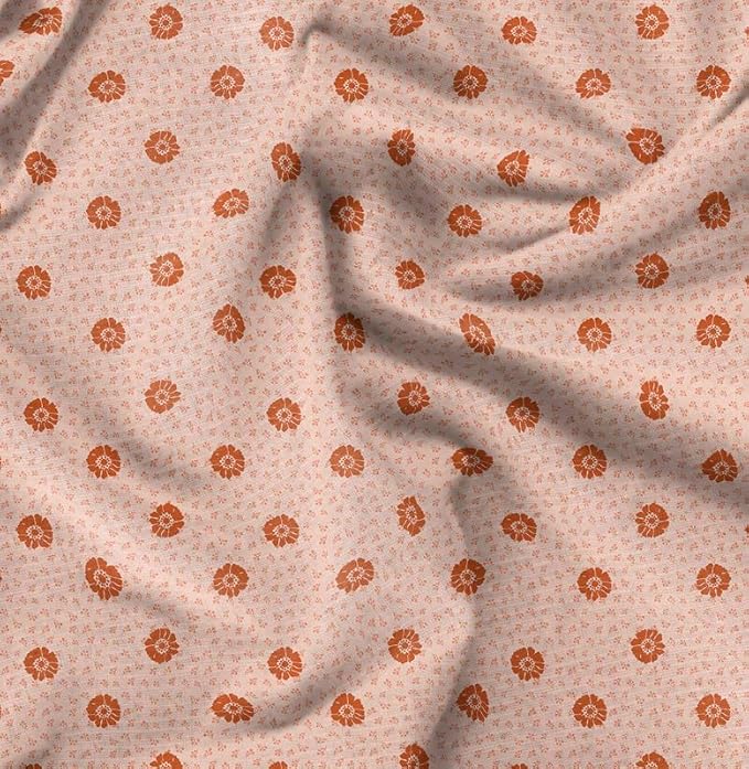 Soimoi Luxurious 58" Wide Orange - Floral Printed, Cotton Jersey Fabric - Perfect Material for Clothing, Home Decor, Craft Projects, 1 Yard