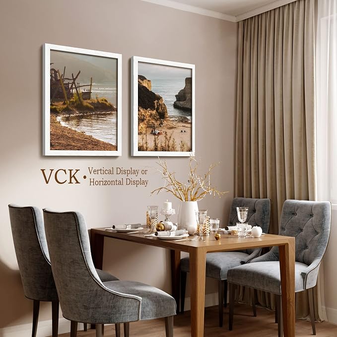 VCK 18x24 Poster Frame Set of 4 - White, Gallery-Quality Wood Picture Frames, 1.1-Inch Wide Border, Polished Plexiglass, Vertical or Horizontal Wall Display for Photo/Art/Prints, White