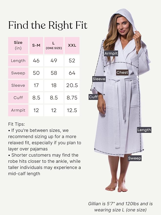 Turquaz Lightweight Waffle Knit Kimono Bathrobe - Soft Cotton Blend Spa Robe, Fast-Drying Full-Length Unisex Robes for Women
