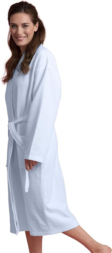 Women's Personalized Luxury Cotton Bathrobe-Customizable Waffle Lightweight Robe-Soft & Absorbent