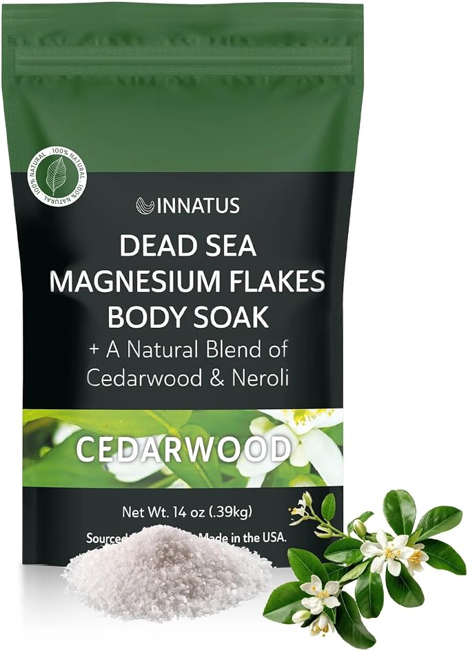 Pure Dead Sea Magnesium Flakes Clarity Soak – Relaxing & Replenishing 14oz Bath Soak – Infused with Infused with Natural Oils for Muscle Recovery (Cedarwood)