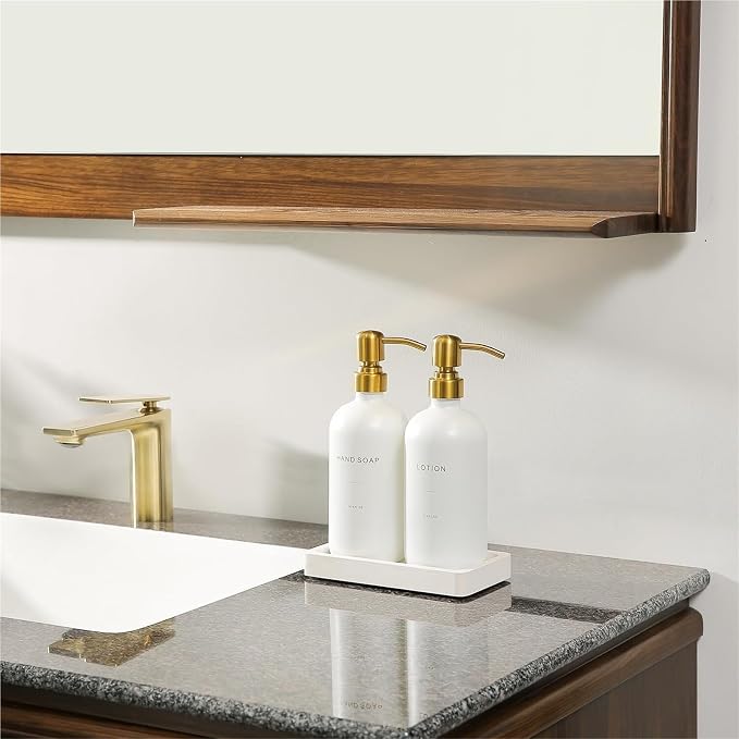 Lotion Dispenser Soap Dispenser Set Glass Soap Pump | Gold Pump+White Bottle