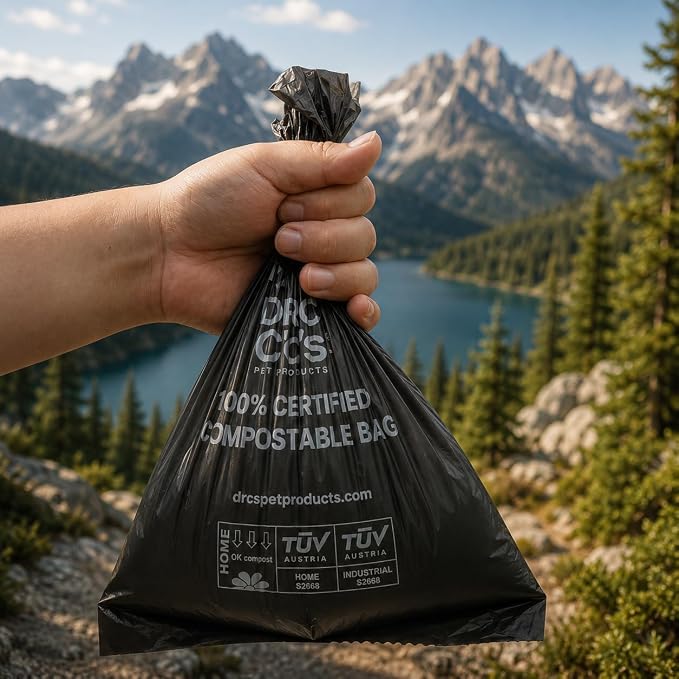 100% Certified Compostable Dog Poop Bags - Dr. C's Premium Dog Poop Bags - 270 Bags / 18 Rolls, Extra thick, Leak Proof, Unscented, Plant Based and Earth Friendly