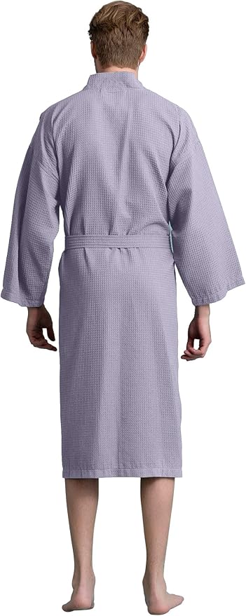 Soft Touch Linen Men's Cotton Waffle Bathrobe, Luxurious & Lightweight, Comfortable & Absorbent, Softness, Fast Dry,