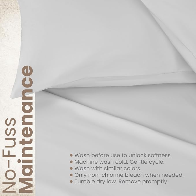 EcoPure Queen Size Sheet Set, White | 100% Organic Cotton, Comfort Washed, Cooling, Deep Pocket, GOTS Certified