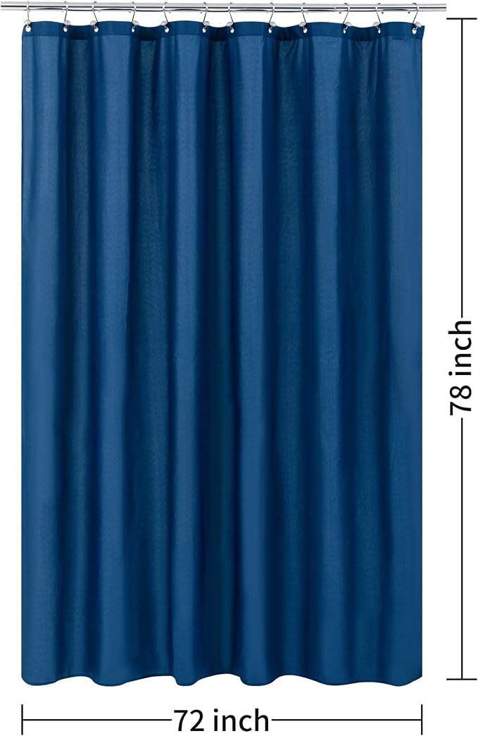 ALYVIA SPRING Long Fabric Shower Curtain Liner Waterproof - 72" x 78", Soft & Lightweight Long Shower Curtain with 3 Magnets, Machine Washable - 72x78, Navy